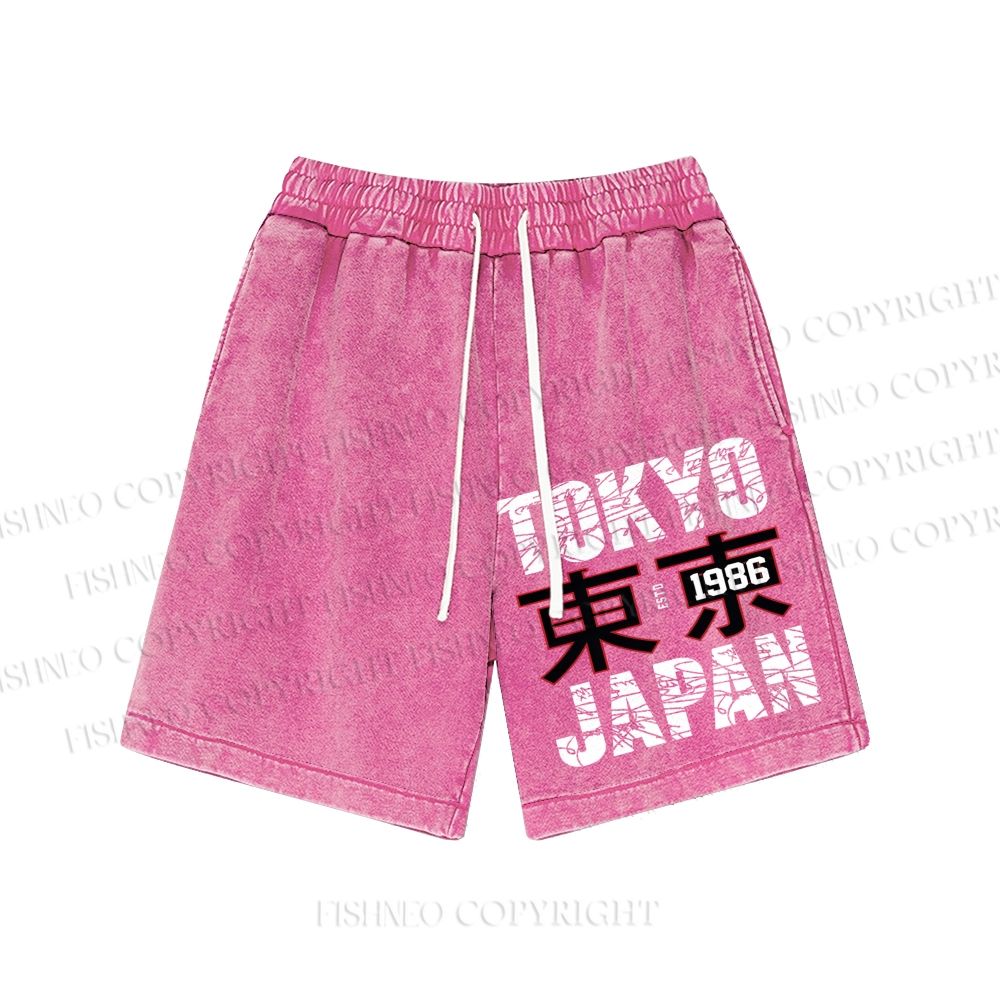 Unisex Tokyo Japan Washed Shorts