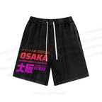 Unisex Japan Osaka Sign Washed Shorts