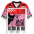 Retro Jazz Club Cat Printed Jersey Shirts