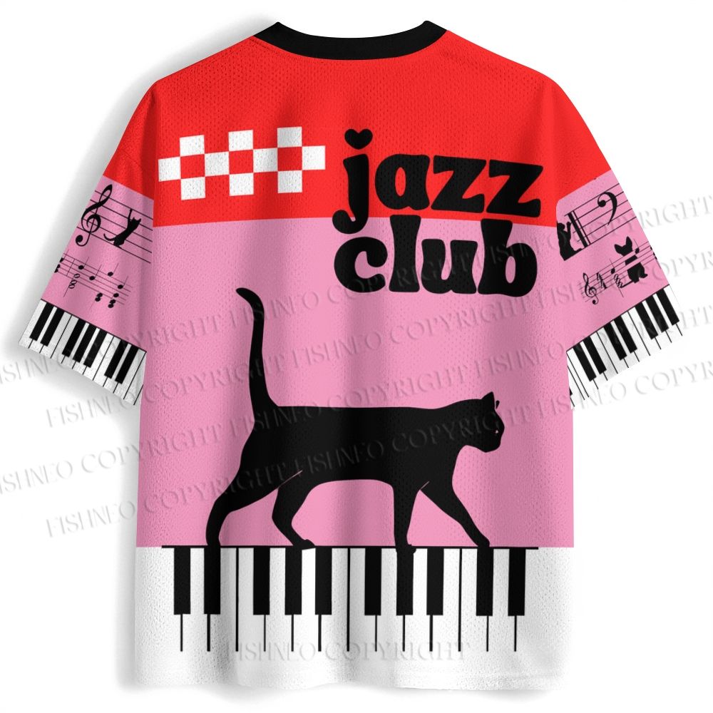 Retro Jazz Club Cat Printed Jersey Shirts