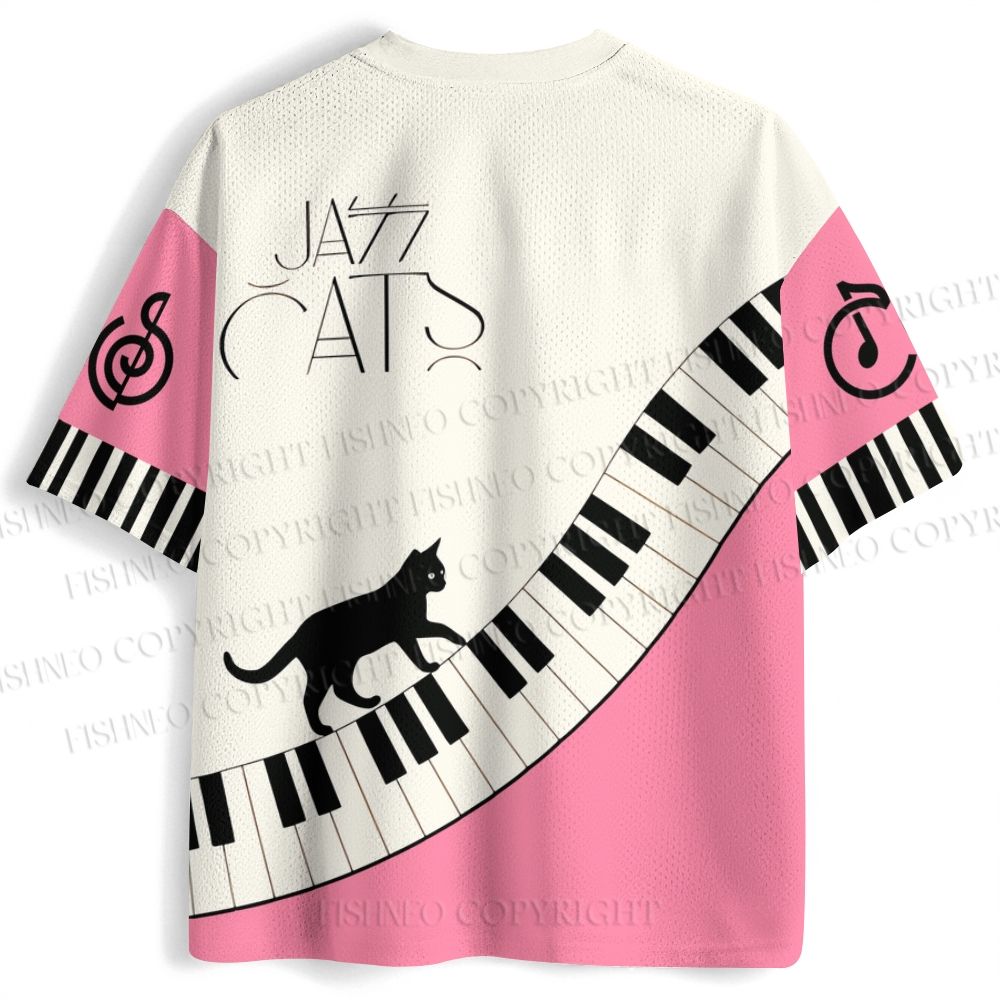 Retro Music Club Cat Printed Jersey Shirts