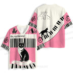 Retro Music Club Cat Printed Jersey Shirts