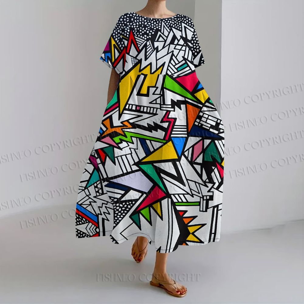 Women's Ryan Dix Structured Chaos 84 loose Fit round neck long sleeve maxi dress dress