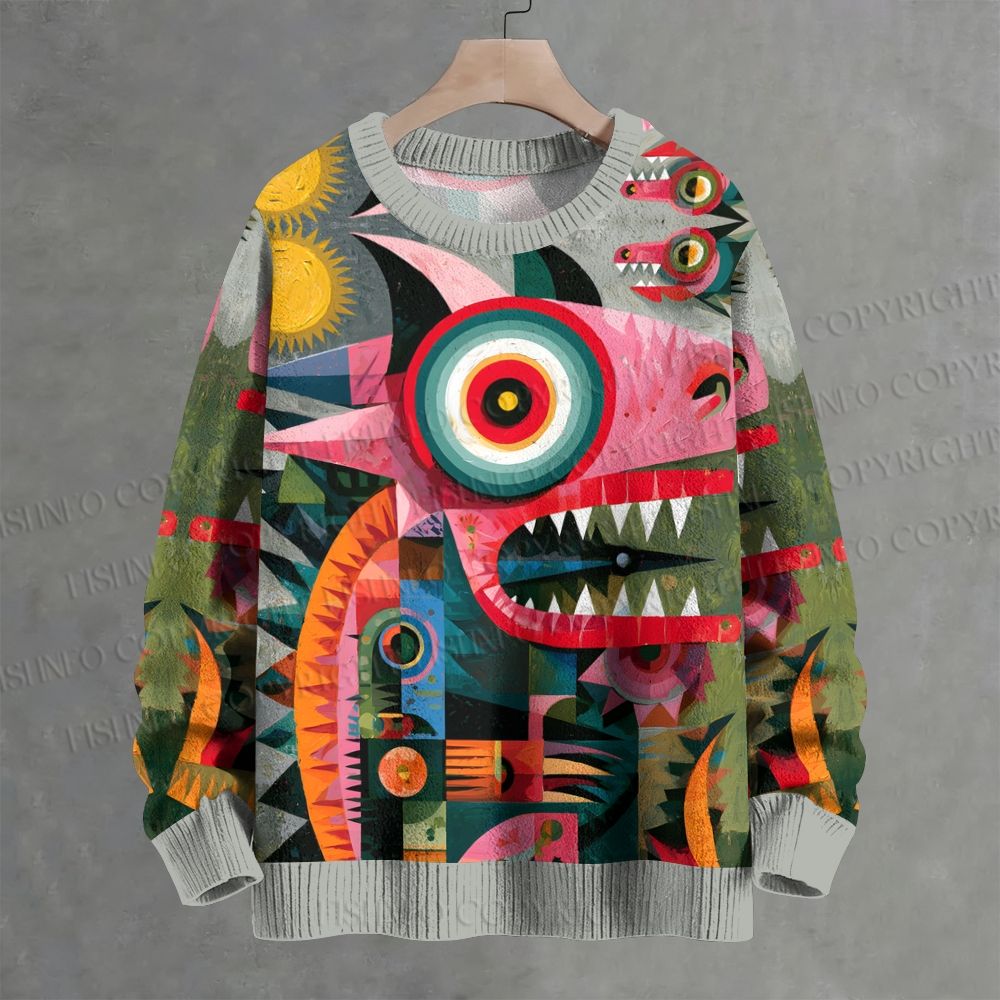 Abstract Lizard Crew Neck Sweater