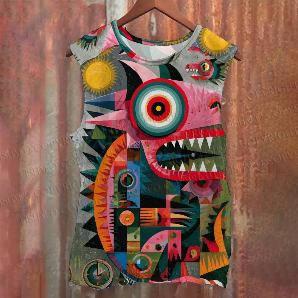 Unisex Casual Abstract Lizard Printed Tank Top