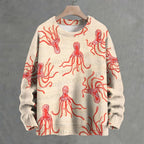 Octopus Printed Crew Neck Sweater