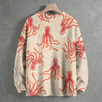 Octopus Printed Crew Neck Sweater