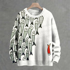 Sardines Printed Crew Neck Sweater