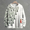 Sardines Printed Crew Neck Sweater