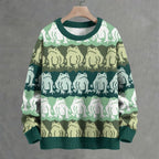 Funny Frog Print Crew Neck Sweater