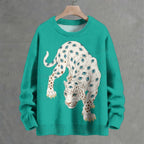 White Panther With Eyes Crew Neck Sweater