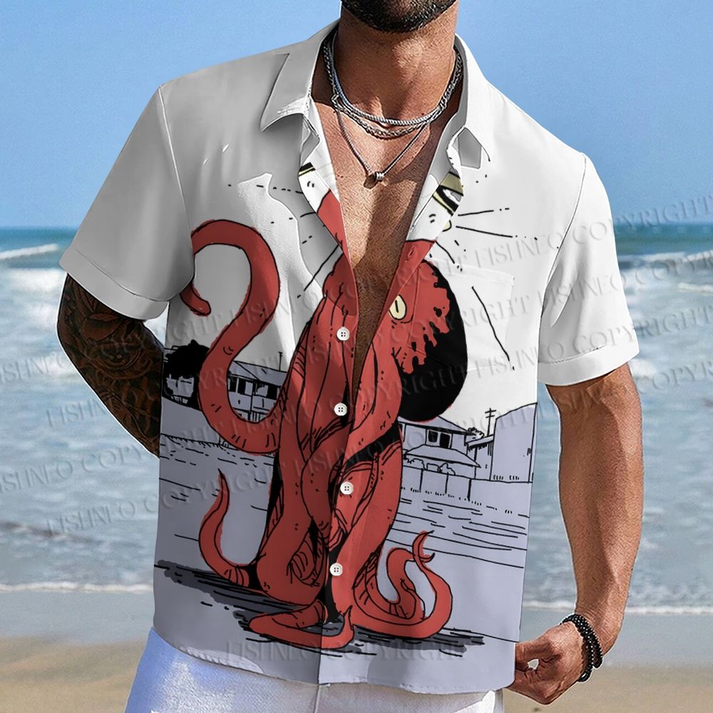 Octopus Printed Hawaiian Shirt