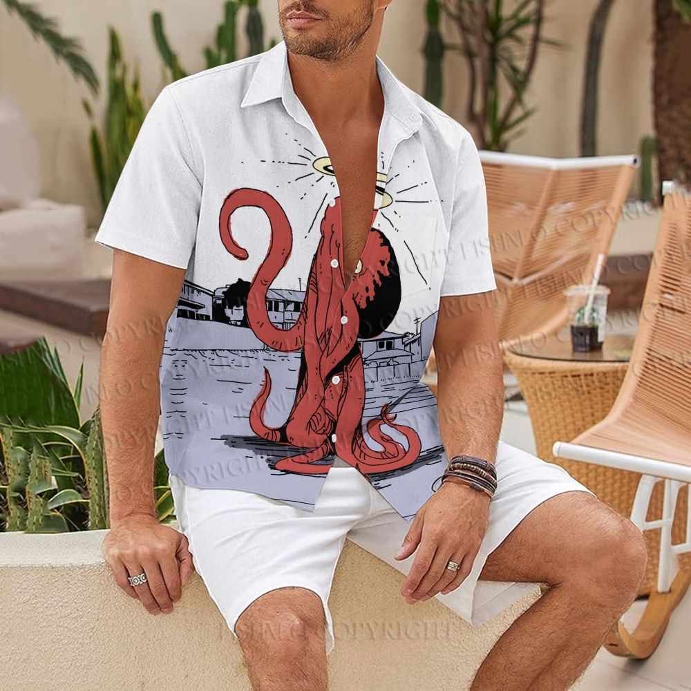 Octopus Printed Hawaiian Shirt
