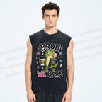 Unisex Bruh Frog We Back Printed Washed Tank Top
