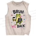Unisex Bruh Frog We Back Printed Washed Tank Top