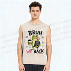Unisex Bruh Frog We Back Printed Washed Tank Top