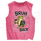 Unisex Bruh Frog We Back Printed Washed Tank Top
