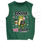 Unisex Bruh Frog We Back Printed Washed Tank Top