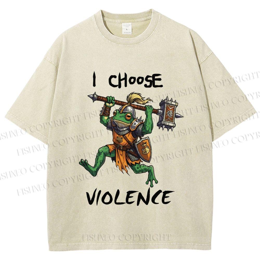 Unisex I Choose Violence Frog Printed Washed Tee