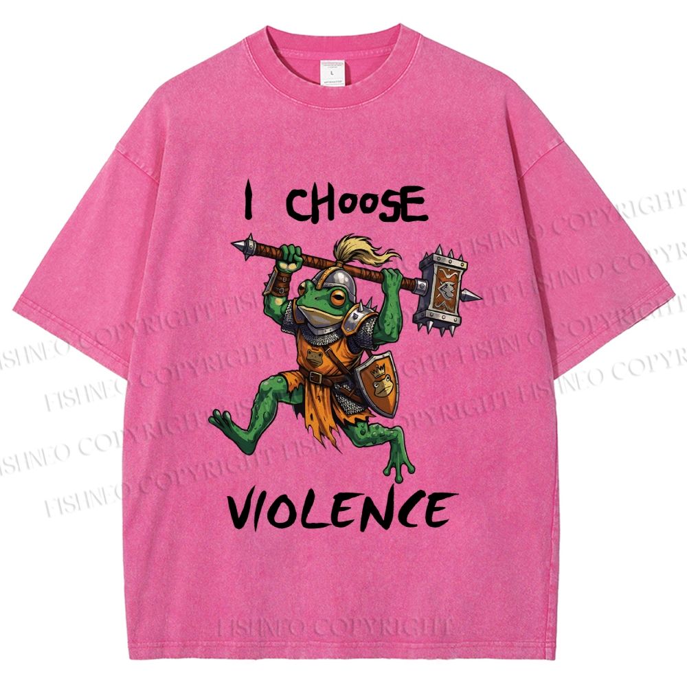 Unisex I Choose Violence Frog Printed Washed Tee