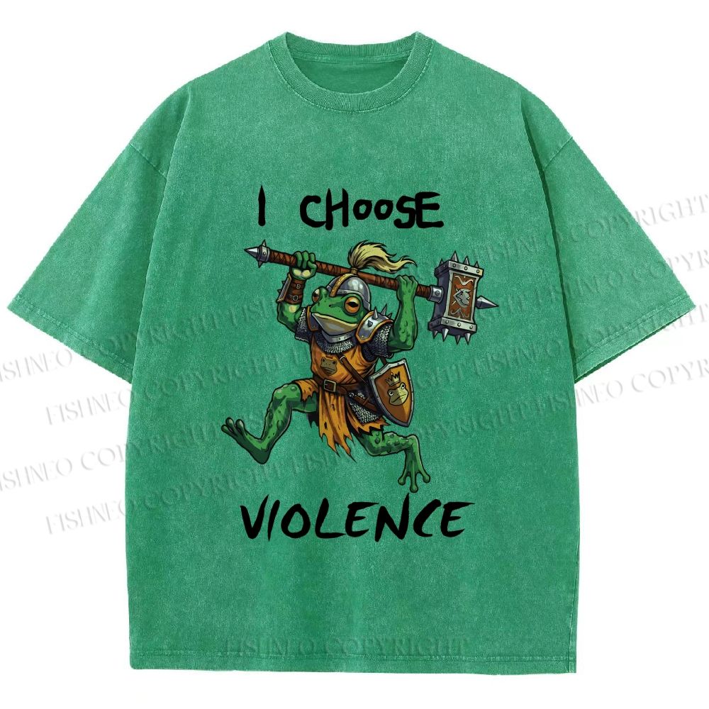 Unisex I Choose Violence Frog Printed Washed Tee
