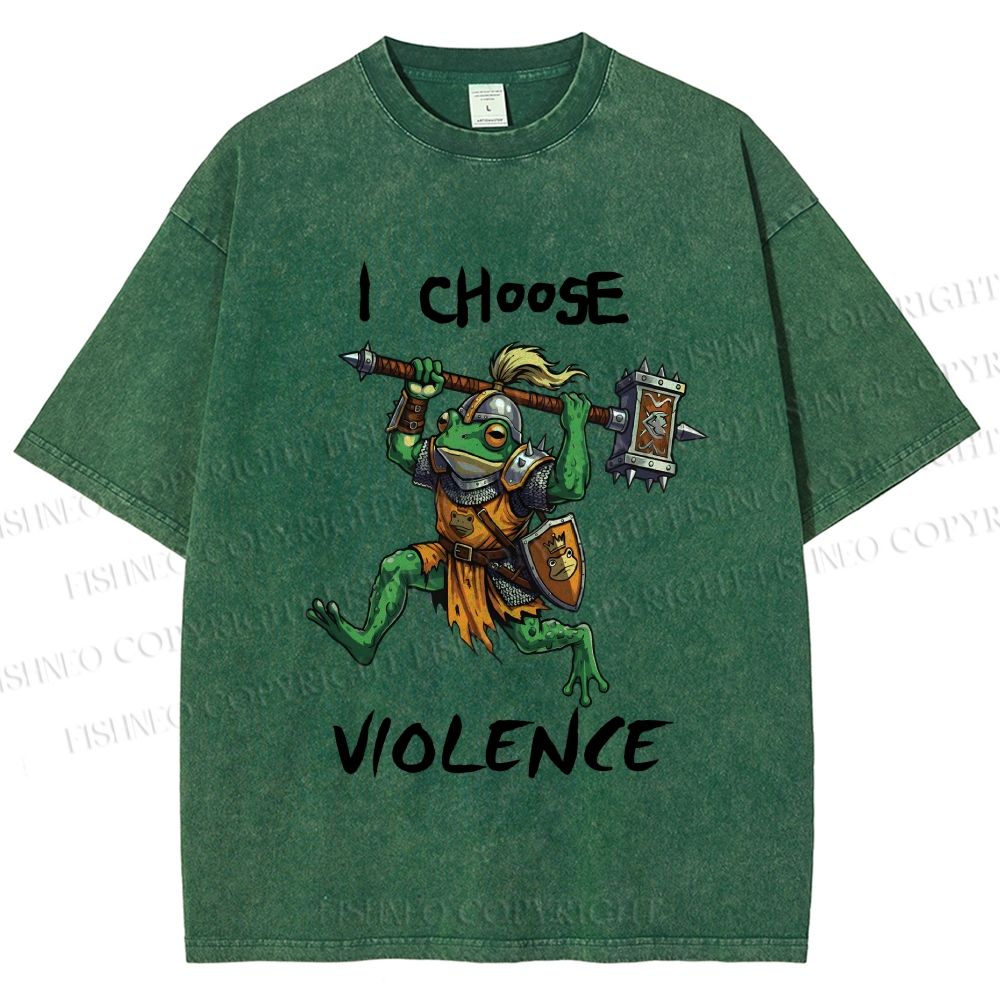 Unisex I Choose Violence Frog Printed Washed Tee