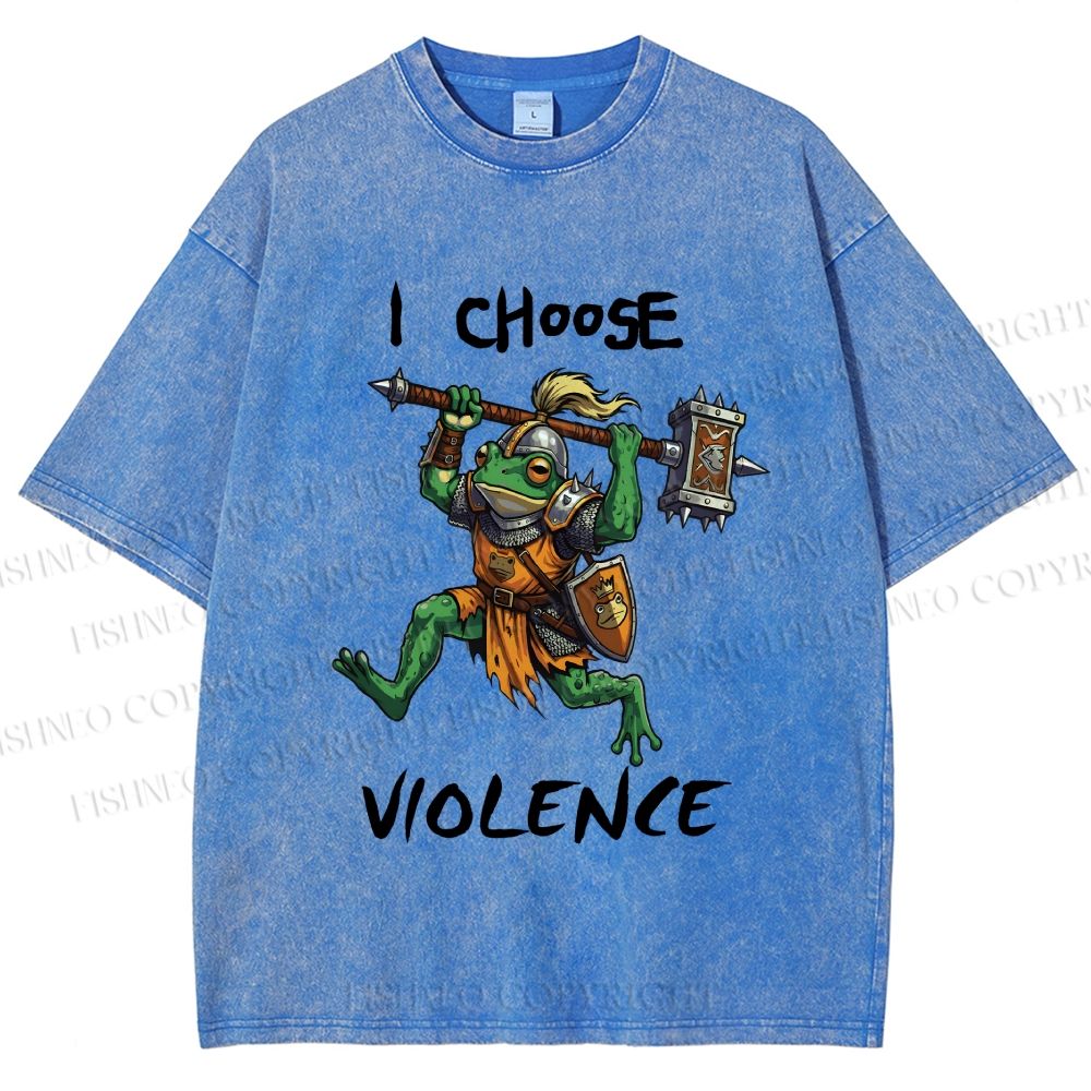 Unisex I Choose Violence Frog Printed Washed Tee