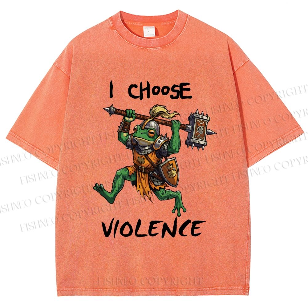 Unisex I Choose Violence Frog Printed Washed Tee