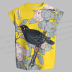 Vintage Bird in Flowers Tank top  & Elasticated Trousers Two-Piece Set