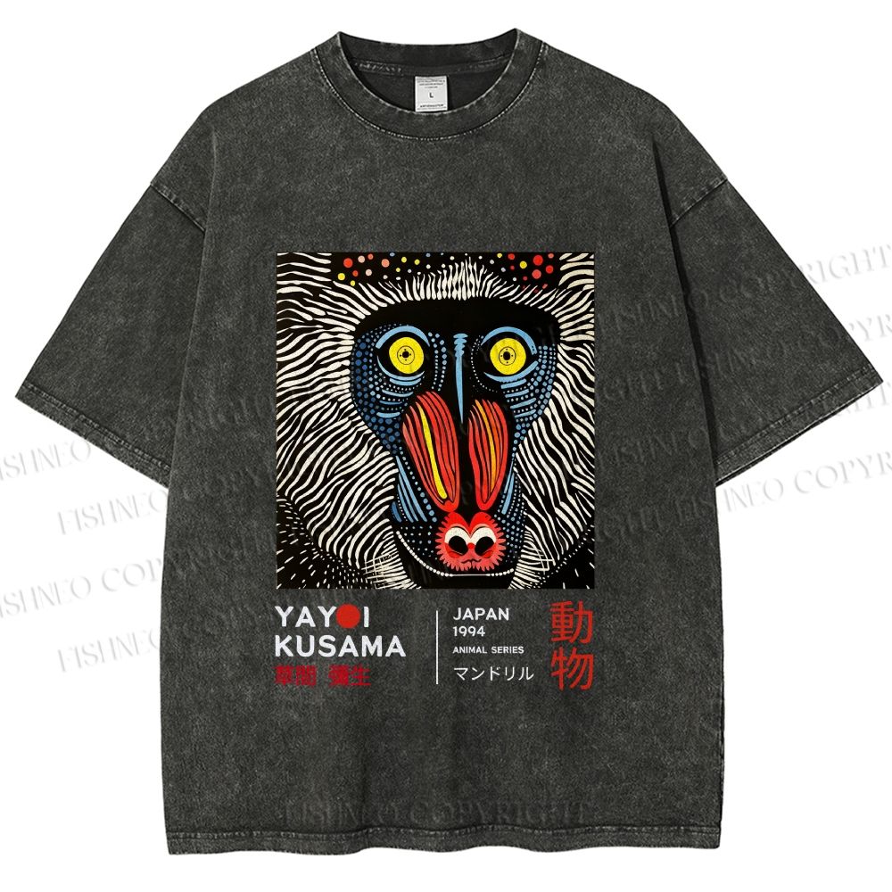 Unisex Yayoi Kusama Gorilla Printed Washed Tee