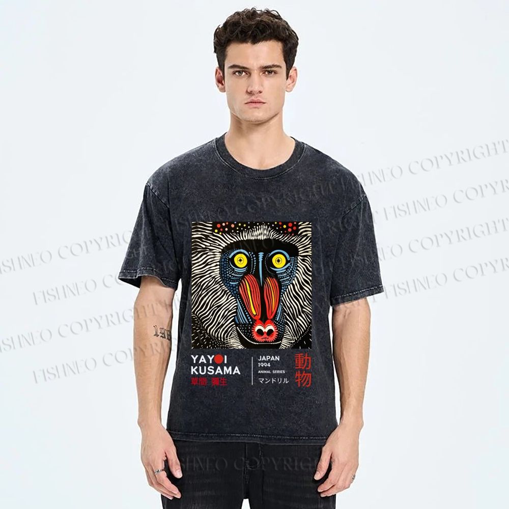Unisex Yayoi Kusama Gorilla Printed Washed Tee