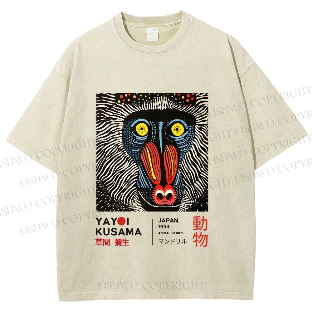 Unisex Yayoi Kusama Gorilla Printed Washed Tee