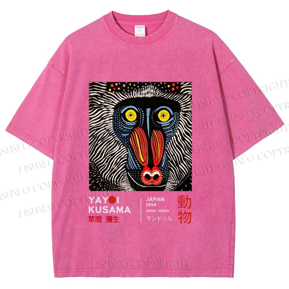 Unisex Yayoi Kusama Gorilla Printed Washed Tee