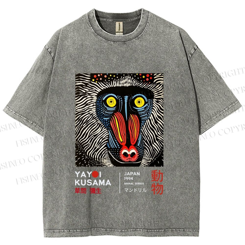 Unisex Yayoi Kusama Gorilla Printed Washed Tee