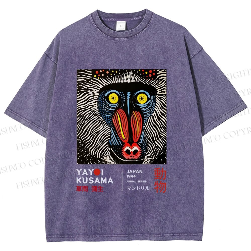 Unisex Yayoi Kusama Gorilla Printed Washed Tee