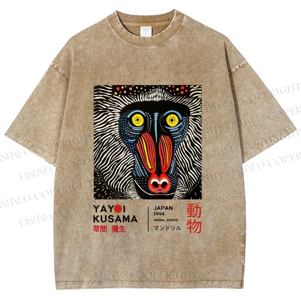 Unisex Yayoi Kusama Gorilla Printed Washed Tee