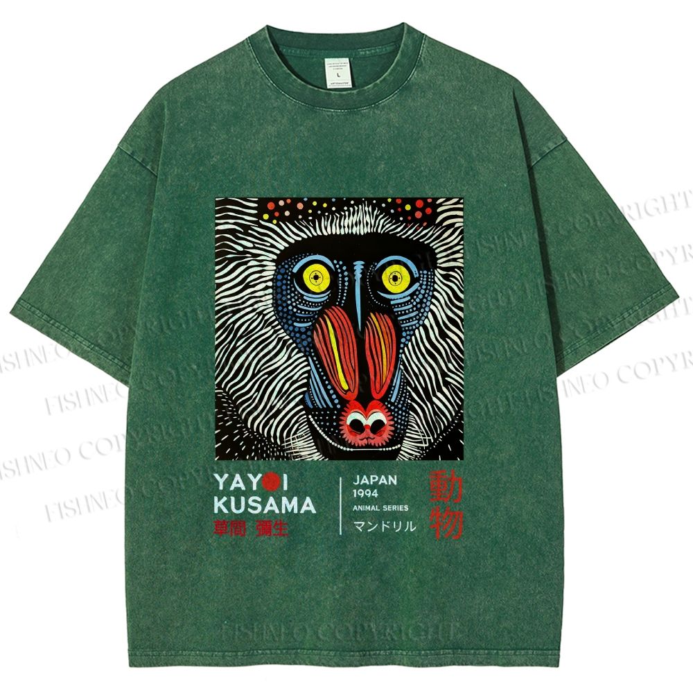 Unisex Yayoi Kusama Gorilla Printed Washed Tee