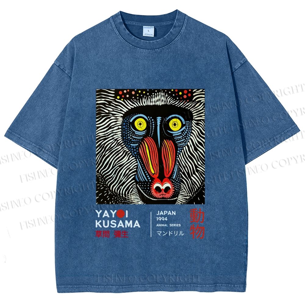 Unisex Yayoi Kusama Gorilla Printed Washed Tee