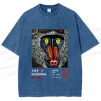Unisex Yayoi Kusama Gorilla Printed Washed Tee