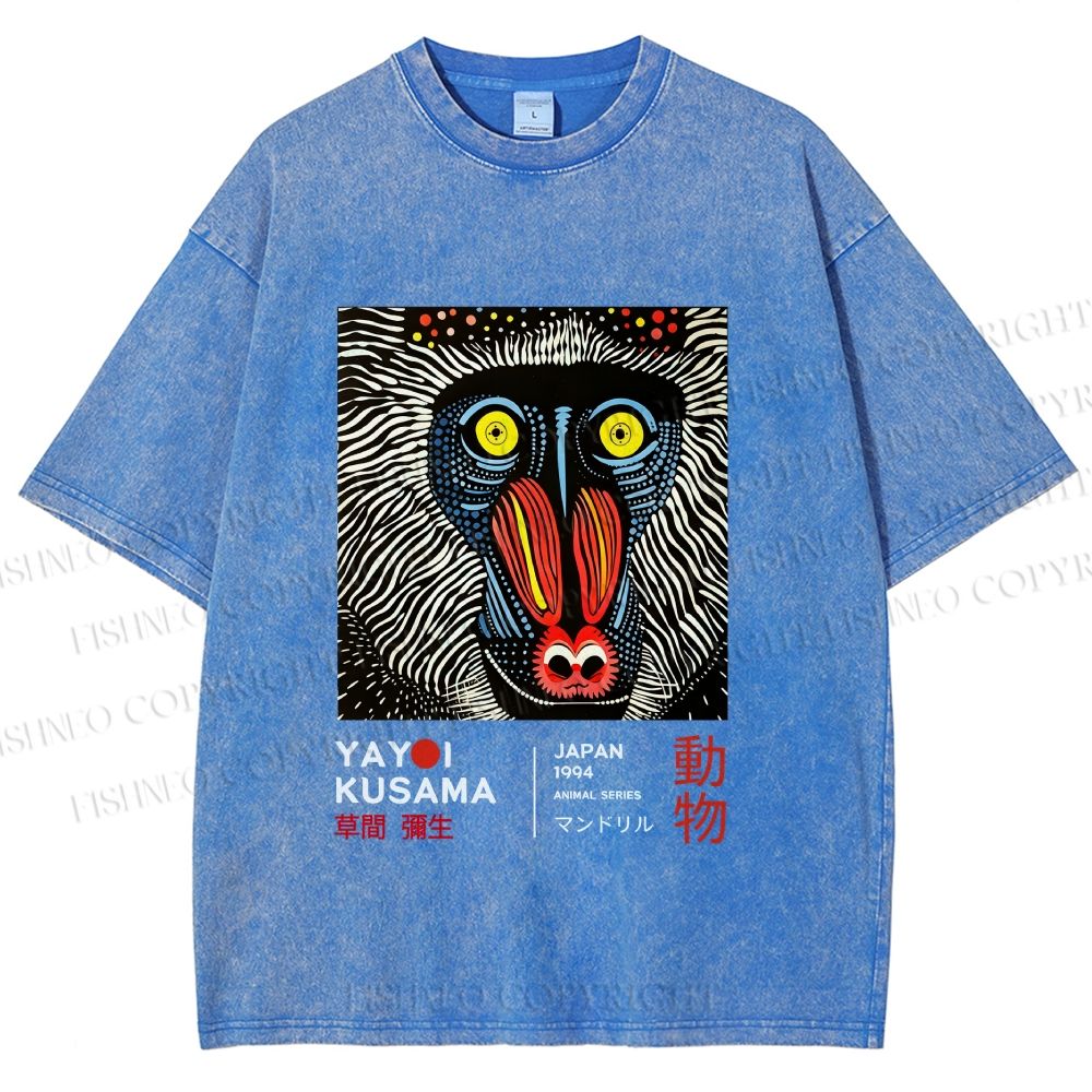 Unisex Yayoi Kusama Gorilla Printed Washed Tee