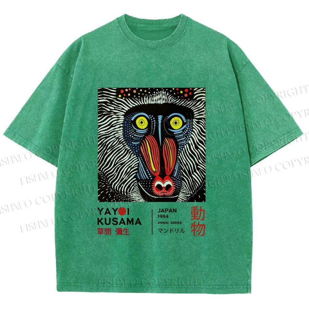 Unisex Yayoi Kusama Gorilla Printed Washed Tee