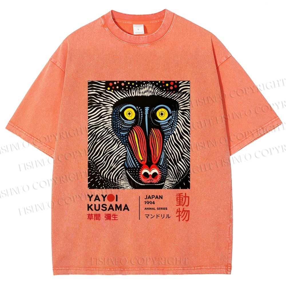 Unisex Yayoi Kusama Gorilla Printed Washed Tee