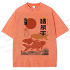 Unisex Japanese Koi Printed Washed Tee
