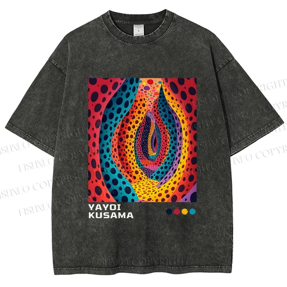 Unisex Yayoi Kusama Polka Dot Printed Washed Tee