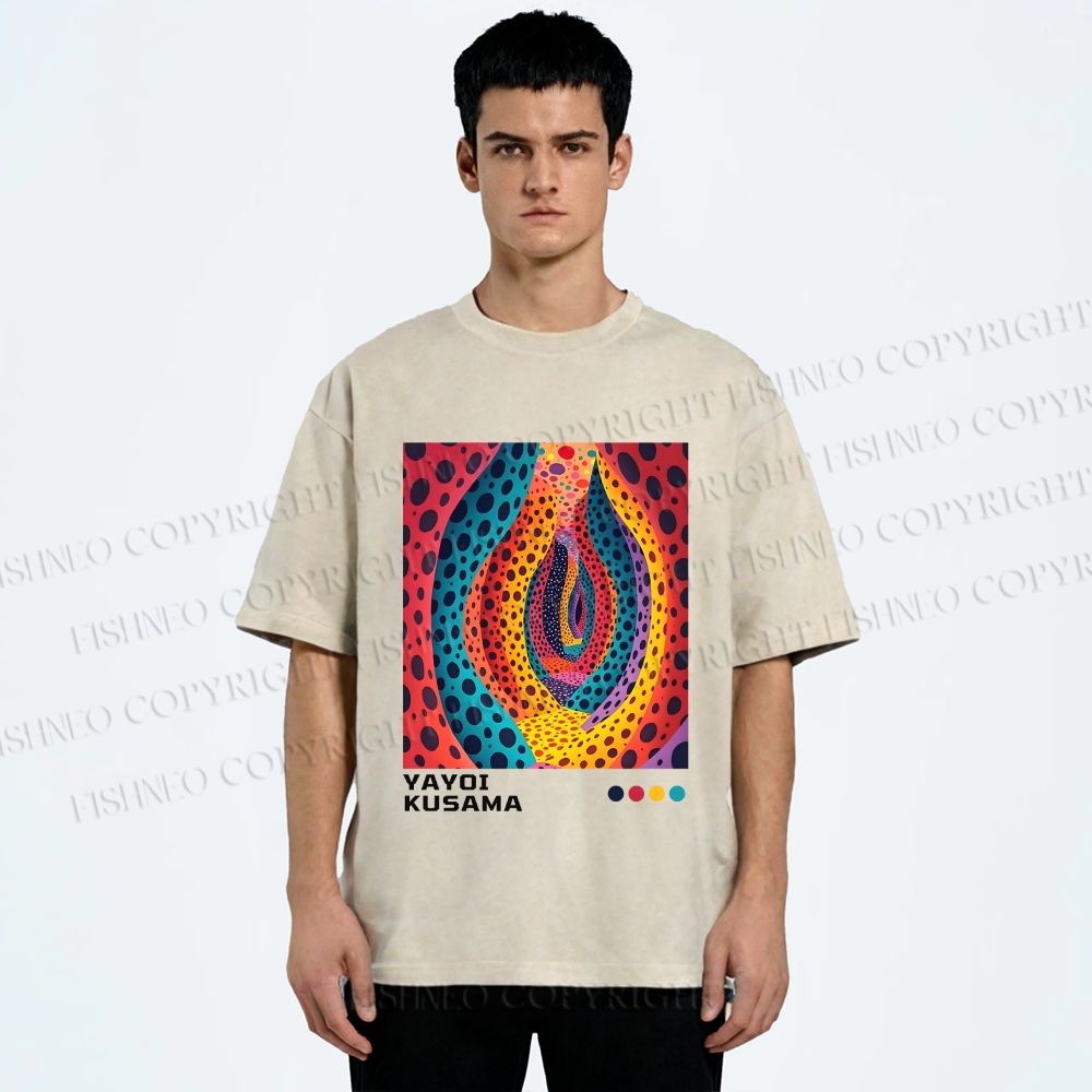 Unisex Yayoi Kusama Polka Dot Printed Washed Tee