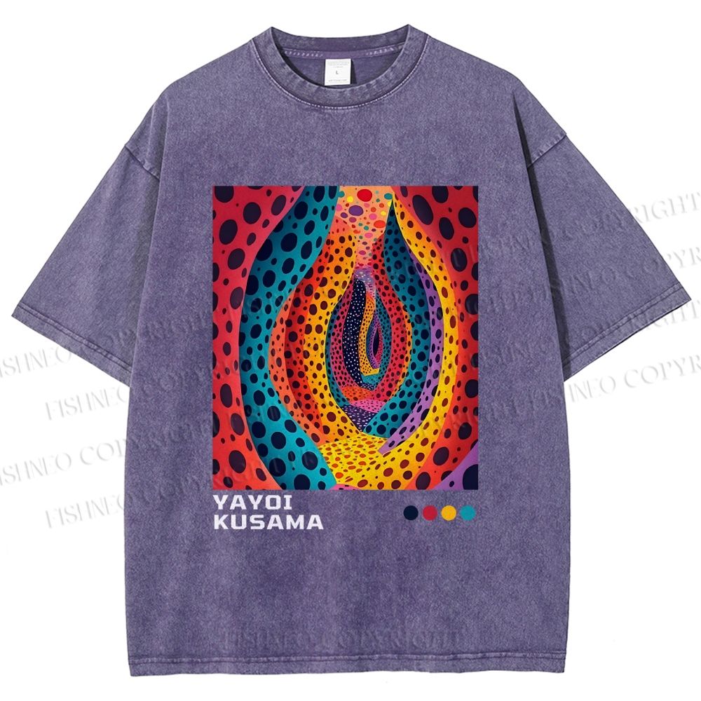 Unisex Yayoi Kusama Polka Dot Printed Washed Tee