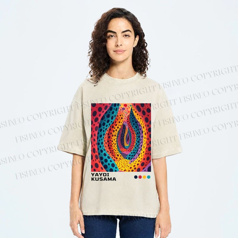 Unisex Yayoi Kusama Polka Dot Printed Washed Tee