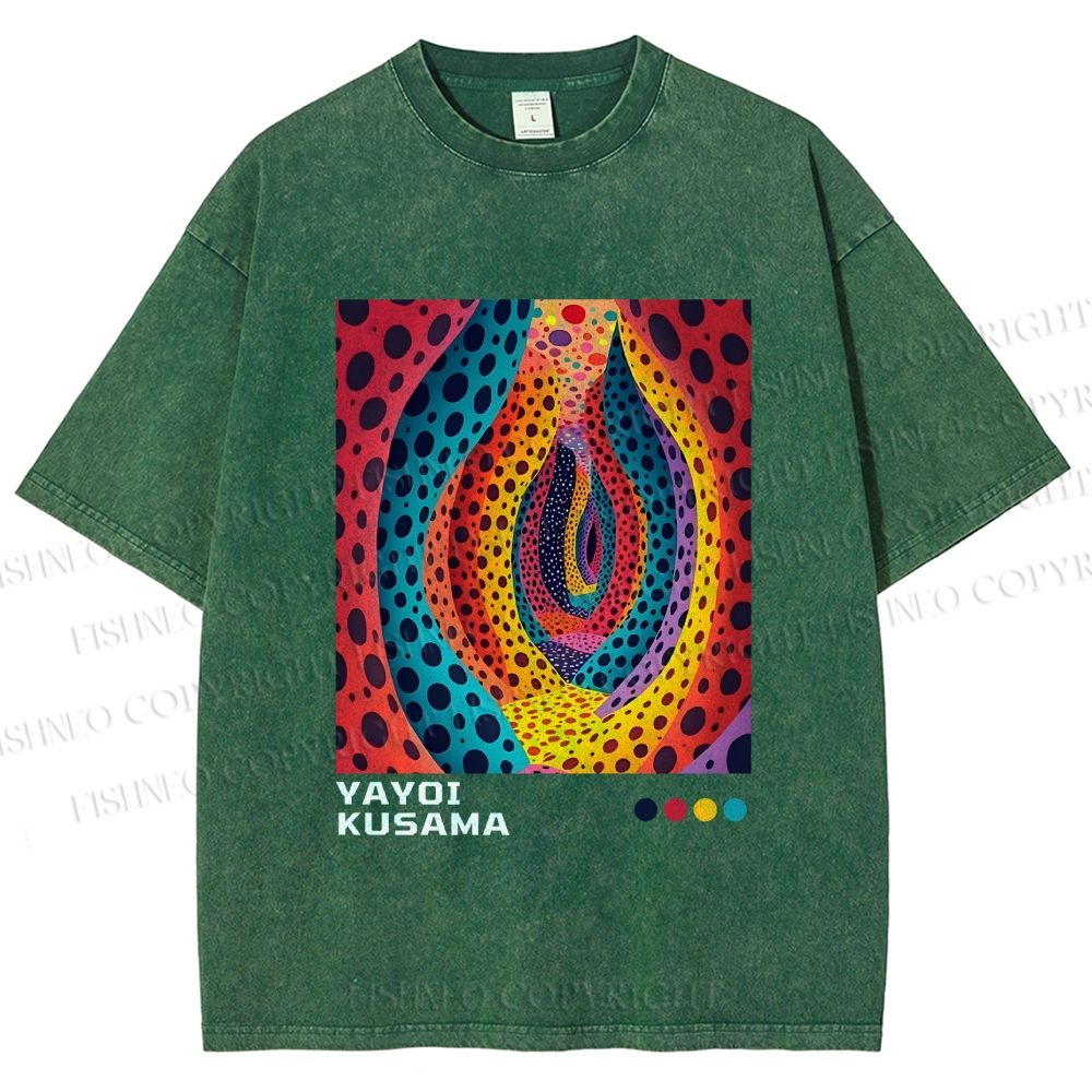 Unisex Yayoi Kusama Polka Dot Printed Washed Tee