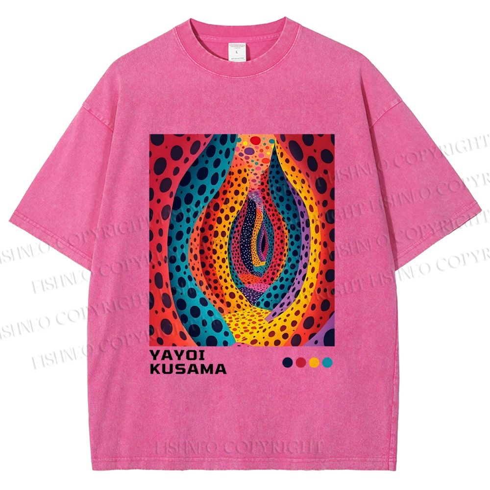 Unisex Yayoi Kusama Polka Dot Printed Washed Tee