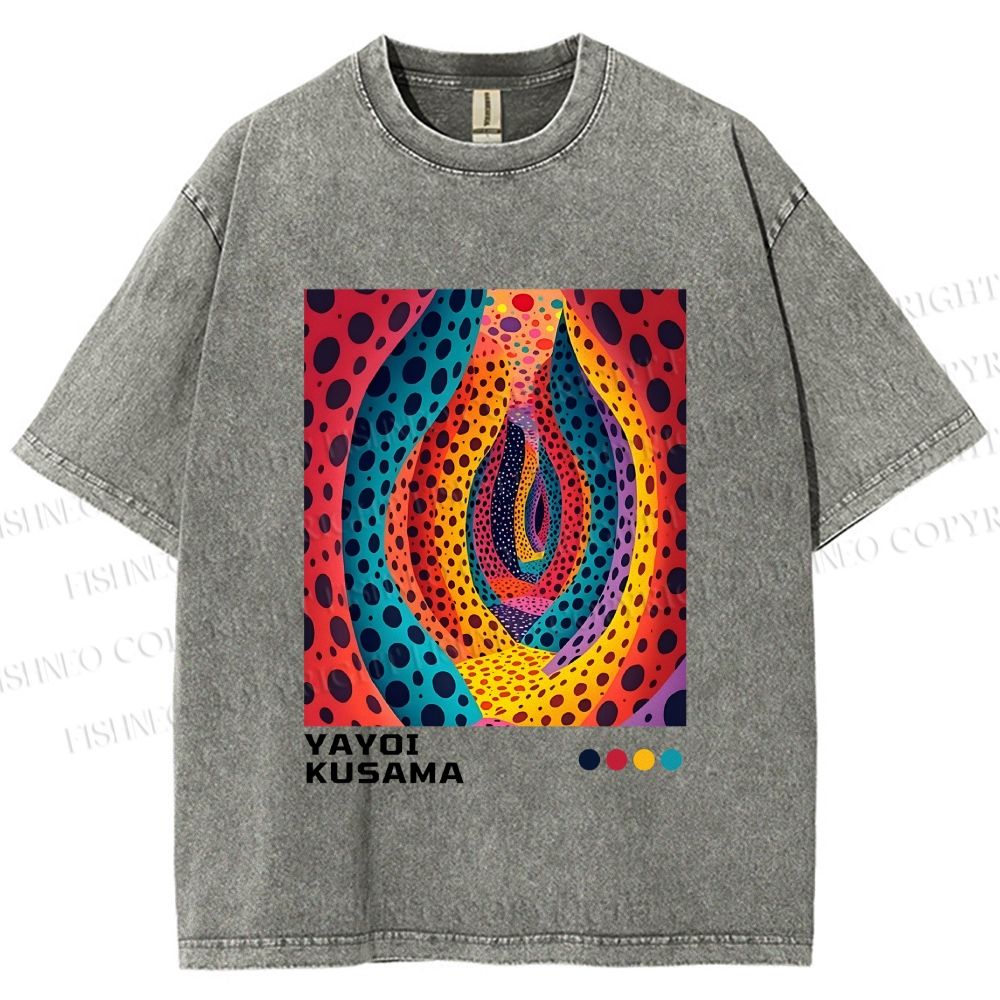 Unisex Yayoi Kusama Polka Dot Printed Washed Tee